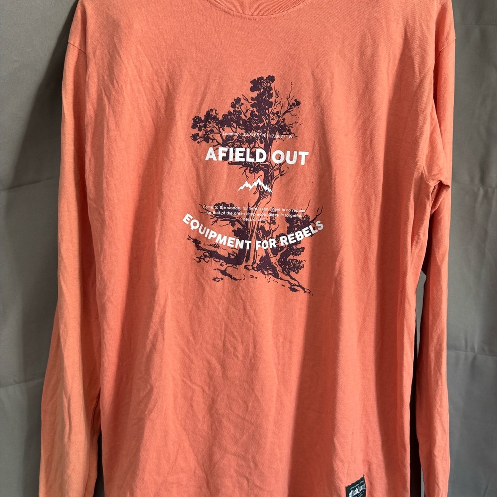 Afield Out Burrough Long Sleeve Shirt Salmon Medium